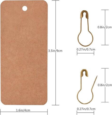 200 قطعة من علامات الأسعار مع سلسلة الجوت المقطوعة مسبقًا ودبابيس الأمان، علامات ورقية بيضاء فارغة قابلة للطباعة من LOOMY للبيع بالتجزئة والعرض in Kuwait