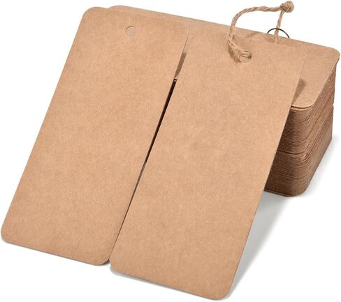 200 قطعة من علامات الأسعار مع سلسلة الجوت المقطوعة مسبقًا ودبابيس الأمان، علامات ورقية بيضاء فارغة قابلة للطباعة من LOOMY للبيع بالتجزئة والعرض in Kuwait