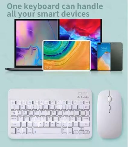 Ultra-Slim Small Bluetooth Keyboard and Mouse Combo Portable Rechargeable Cordless Wireless Keyboard for Android Tablet Cell Phone Samsung Smartphone iPhone iPad Mini Pro Air Windows Surface (Pink) in Saudi Arabia