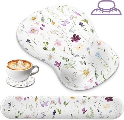 AKIT VALLEY DESICATION PAD MOUSE MOUSE مع راحة معصم للوحة مفاتيح الكمبيوتر ولوحة المفاتيح غير المنزلق ووسادة الماوس مع دعم المعصم وسادة رغوة Mousepad Dustic in Kuwait