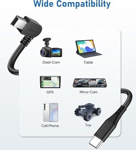 Dash Cam Power Cord,(10Ft)USB C to USB C Dashcam Charger Cable,Mirror Camera Charging Cable,90 Degree Type C Dash Cams Replacement Power Cord,Rearview Cameras Charger Adapter Wire(Charging Only) in Kuwait