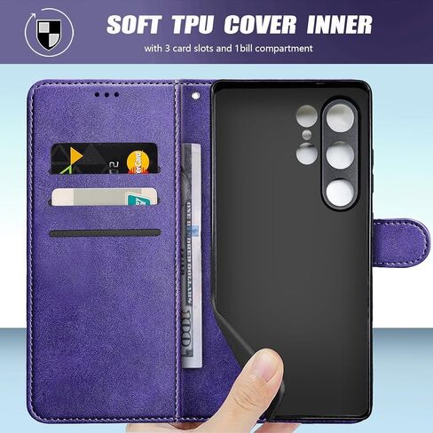 ل Samsung Galaxy S25 Ultra Wallet Case مع حامل بطاقة الائتمان ، Flip Pu Leather 25ultra 5G S25ULTRA COVERTENT WONED FOR in Kuwait