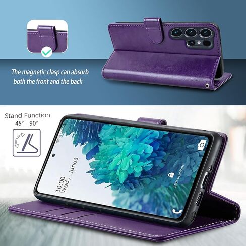 ل Samsung Galaxy S25 Ultra Wallet Case مع حامل بطاقة الائتمان ، Flip Pu Leather 25ultra 5G S25ULTRA COVERTENT WONED FOR in Kuwait