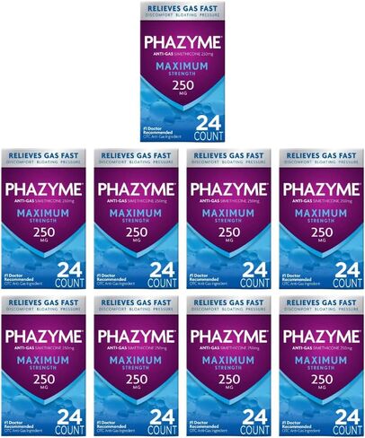 Maximum Strength Phazyme 250mg Anti Gas 24 Softgel (Pack of 5) in Kuwait