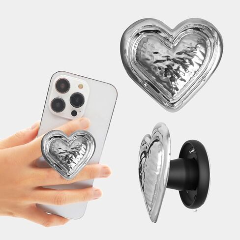 One-Touch Phone Grip with Expanding Kickstand, Expanded Grip Space, Easy Attachment and Detachment, Reinforced Adhesive Film Included, Deflick - Plumping Heart Glossy Gold in Kuwait