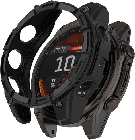 Case Cover Compatible for Garmin Fenix 8 43mm Watch Case, Fenix 8 Screen Protector Accessories Anti-Scratch Bumper Frame Soft TPU Watch Cover Protective Case for Garmin Fenix 8 43mm (Black) in Kuwait