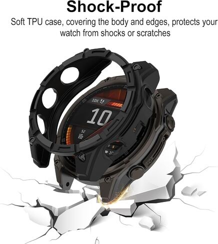 Case Cover Compatible for Garmin Fenix 8 43mm Watch Case, Fenix 8 Screen Protector Accessories Anti-Scratch Bumper Frame Soft TPU Watch Cover Protective Case for Garmin Fenix 8 43mm (Black) in Kuwait