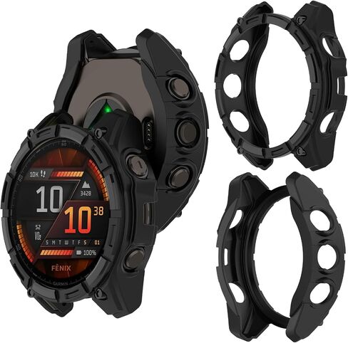 Case Cover Compatible for Garmin Fenix 8 43mm Watch Case, Fenix 8 Screen Protector Accessories Anti-Scratch Bumper Frame Soft TPU Watch Cover Protective Case for Garmin Fenix 8 43mm (Black) in Kuwait