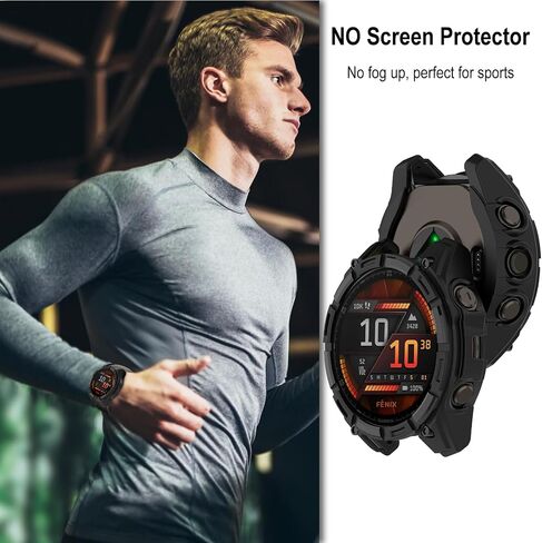 Case Cover Compatible for Garmin Fenix 8 43mm Watch Case, Fenix 8 Screen Protector Accessories Anti-Scratch Bumper Frame Soft TPU Watch Cover Protective Case for Garmin Fenix 8 43mm (Black) in Kuwait