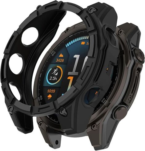 Case Cover Compatible for Garmin Fenix 8 43mm Watch Case, Fenix 8 Screen Protector Accessories Anti-Scratch Bumper Frame Soft TPU Watch Cover Protective Case for Garmin Fenix 8 43mm (Black) in Kuwait