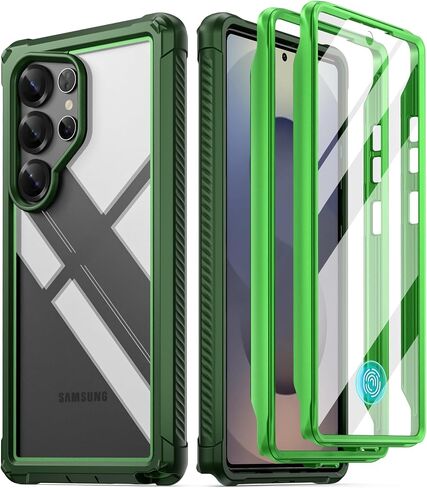 Poetic Guardian Case for Galaxy S25 Ultra 5G 6.9 inch, [20FT Mil-Grade Drop Tested] Built-in Screen Protector [Work with Fingerprint ID] Full Body Shockproof Rugged Clear Case, MagPro Black/Clear in Kuwait