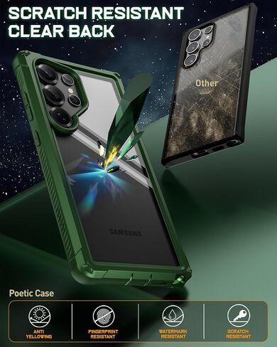 Poetic Guardian Case for Galaxy S25 Ultra 5G 6.9 inch, [20FT Mil-Grade Drop Tested] Built-in Screen Protector [Work with Fingerprint ID] Full Body Shockproof Rugged Clear Case, MagPro Black/Clear in Kuwait