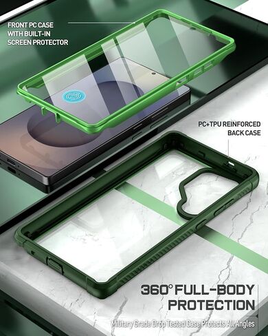 Poetic Guardian Case for Galaxy S25 Ultra 5G 6.9 inch, [20FT Mil-Grade Drop Tested] Built-in Screen Protector [Work with Fingerprint ID] Full Body Shockproof Rugged Clear Case, MagPro Black/Clear in Kuwait