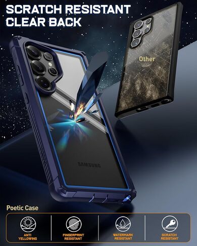 Poetic Guardian Case for Galaxy S25 Ultra 5G 6.9 inch, [20FT Mil-Grade Drop Tested] Built-in Screen Protector [Work with Fingerprint ID] Full Body Shockproof Rugged Clear Case, MagPro Black/Clear in Kuwait