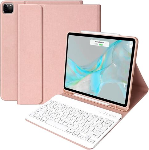حافظة aMZCaSE iPad Air 13 بوصة M2 iPad Pro 12.9 مع لوحة مفاتيح مناسبة لجهاز iPad Pro 12.9 2022 6th/2021 الجيل الخامس، لوحة مفاتيح بلوتوث لاسلكية مغناطيسية قابلة للفصل وحامل أقلام لجهاز iPad pro 12.9، أزرق بحيرة in Kuwait