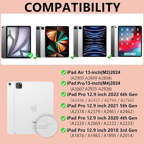 حافظة aMZCaSE iPad Air 13 بوصة M2 iPad Pro 12.9 مع لوحة مفاتيح مناسبة لجهاز iPad Pro 12.9 2022 6th/2021 الجيل الخامس، لوحة مفاتيح بلوتوث لاسلكية مغناطيسية قابلة للفصل وحامل أقلام لجهاز iPad pro 12.9، أزرق بحيرة in Kuwait