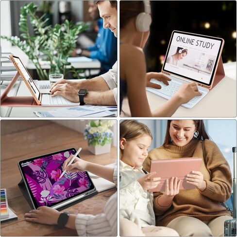 حافظة aMZCaSE iPad Air 13 بوصة M2 iPad Pro 12.9 مع لوحة مفاتيح مناسبة لجهاز iPad Pro 12.9 2022 6th/2021 الجيل الخامس، لوحة مفاتيح بلوتوث لاسلكية مغناطيسية قابلة للفصل وحامل أقلام لجهاز iPad pro 12.9، أزرق بحيرة in Kuwait