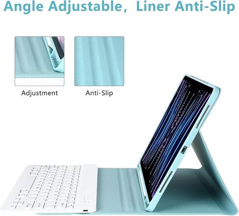 حافظة aMZCaSE iPad Air 13 بوصة M2 iPad Pro 12.9 مع لوحة مفاتيح مناسبة لجهاز iPad Pro 12.9 2022 6th/2021 الجيل الخامس، لوحة مفاتيح بلوتوث لاسلكية مغناطيسية قابلة للفصل وحامل أقلام لجهاز iPad pro 12.9، أزرق بحيرة in Kuwait