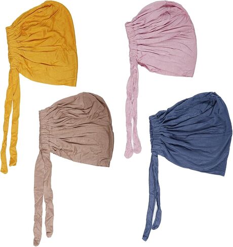 4Pcs Women Under Scarf Hats Hijab Caps Under Scarf Hijab Bonnet Caps Under Hijab Caps Under Hijab Caps Adjustable Under Scarf Hats Hijab Scarfs for Women with Tie Back Closure in Saudi Arabia
