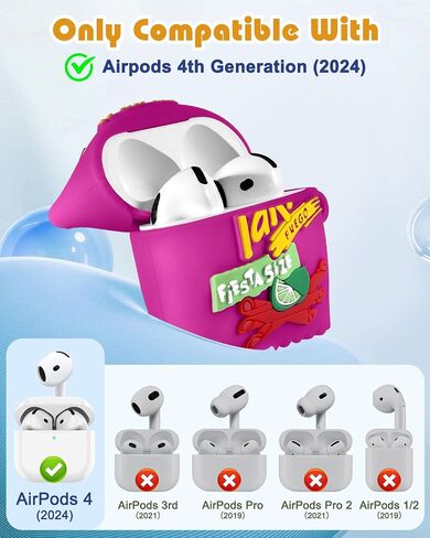 Toyuma for AirPods 4 Case 2024 Cute Kawaii Cartoon - Cover Funny 3D Soft Silicone Cover مع سلسلة مفاتيح للنساء المراهقات القضية للقرون الهوائية 4 ، قوس قزح in Kuwait