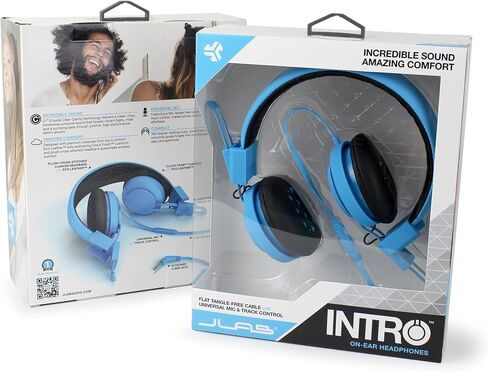 JLab Audio Intro Premium On-Ear Headphones, with Universal Mic (Black) in Kuwait