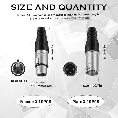 40 قطعة 3 دبوس XLR نوع اللحام موصل 20 ذكر و20 أنثى كابل توصيل موصل ميكروفون مقبس الصوت موصلات XLR مصنوعة من سبائك الزنك للميكروفون in Kuwait