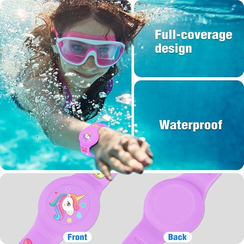 Waterproof Air Tag Bracelet for Kids, Princess Air Tag Holder for Kids with Full Coverage Hidden Design, Silicone Airtag Wristband for Child, Purple in Kuwait