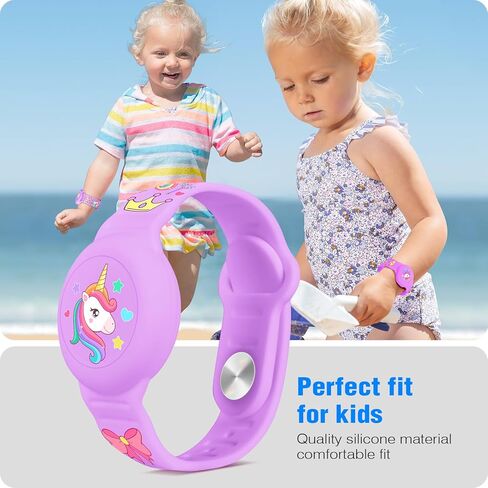Waterproof Air Tag Bracelet for Kids, Princess Air Tag Holder for Kids with Full Coverage Hidden Design, Silicone Airtag Wristband for Child, Purple in Kuwait