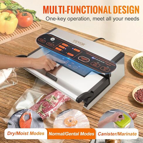 آلة السدادات الفراغية Vevor ، 80kpa 120W Sealer Sealer Sealer Sevans Sealer ، 7-in-1 متعدد الوظائف ، نظام ختم الهواء التلقائي مع قاطع مدمج مع 10 أكياس فراغ ولفقة واحدة in Saudi Arabia