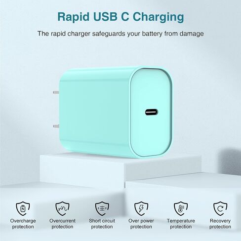 4Pack USB C Charger Block 20W, iPhone 16 15 Fast Charging Block for Apple 20W Type C Power Adapter Plug, for Apple iPhone Charger USB C for iPhone 16 15 Pro Max/14 13 12 Pro Max/iPad/Google,Samsung in Kuwait