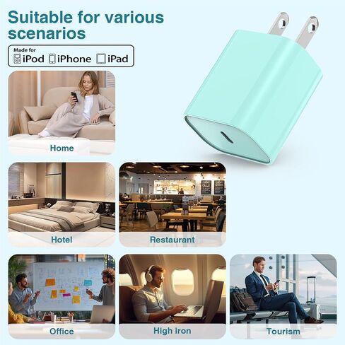 4Pack USB C Charger Block 20W, iPhone 16 15 Fast Charging Block for Apple 20W Type C Power Adapter Plug, for Apple iPhone Charger USB C for iPhone 16 15 Pro Max/14 13 12 Pro Max/iPad/Google,Samsung in Kuwait