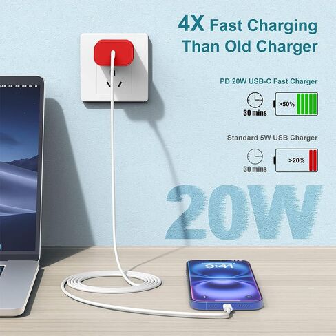 4Pack USB C Charger Block 20W, iPhone 16 15 Fast Charging Block for Apple 20W Type C Power Adapter Plug, for Apple iPhone Charger USB C for iPhone 16 15 Pro Max/14 13 12 Pro Max/iPad/Google,Samsung in Kuwait