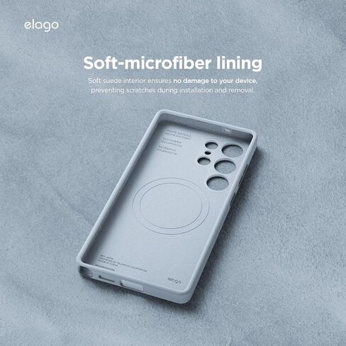 Elago متوافق مع Samsung Galaxy S25 Ultra Case ، علبة السيليكون المغناطيسي ، متوافقة مع ملحقات Magsafe ، غطاء واقية ، مقاوم للصدمة ، بطانة الألياف الدقيقة الناعمة المضادة للخلع (أسود) in Kuwait
