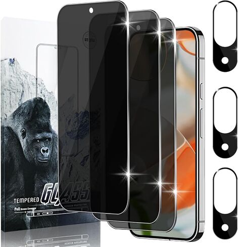 3 Pack Tempered Glass Privacy Screen Protector Case Friendly Anti Spy Screen Protector for Google Pixel 9 Pro XL +3 Pack Camera Lens Protector for Pixel 9 Pro XL(Not fit Pixel 9&9 Pro) in Kuwait