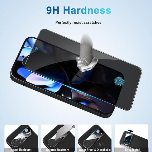 3 Pack Tempered Glass Privacy Screen Protector Case Friendly Anti Spy Screen Protector for Google Pixel 9 Pro XL +3 Pack Camera Lens Protector for Pixel 9 Pro XL(Not fit Pixel 9&9 Pro) in Kuwait