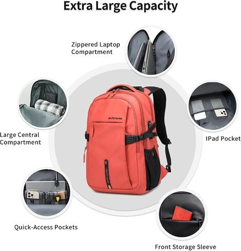 Large Carry on Travel Backpack for Men, 30L Lightweight Compact Laptop Backpack, Anti-Theft & Waterproof, Flight Approved for Business, Work, Commuting, and Weekend Casual Daypack - Black in Kuwait