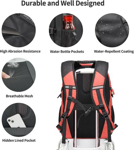 Large Carry on Travel Backpack for Men, 30L Lightweight Compact Laptop Backpack, Anti-Theft & Waterproof, Flight Approved for Business, Work, Commuting, and Weekend Casual Daypack - Black in Kuwait
