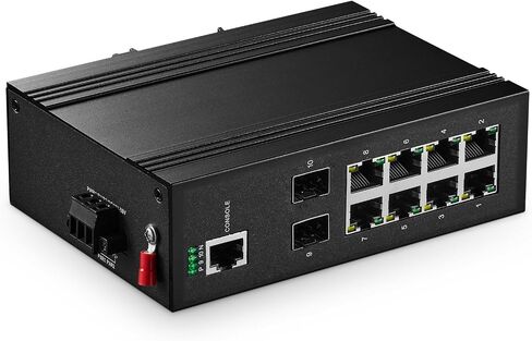 Binardat 10 Port Gigabit L2+ Managed Industrial DIN-Rail Switch, 8 Gigabit Ethernet Ports, 2 Gigabit SFP, Vlan|Route|Ring|ACL|Qos Web/Console Managed in Saudi Arabia