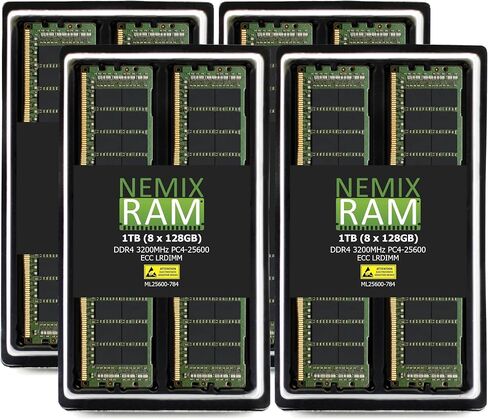 NEMIX RAM 384GB (6x64GB) DDR4 3200MHz PC4-25600 4RX4 1.2V CL22 288-PIN ECC LRDIMM LOAD DELLED SEDRY KIT متوافقة مع Dell PowerEdge R7525 Rack Server in Kuwait