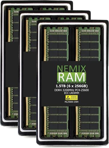 NEMIX RAM 384GB (6x64GB) DDR4 3200MHz PC4-25600 4RX4 1.2V CL22 288-PIN ECC LRDIMM LOAD DELLED SEDRY KIT متوافقة مع Dell PowerEdge R7525 Rack Server in Kuwait