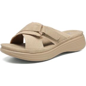 Altxic Women's Open Toe Embroidered Crisscross Strap Vamp Comfortable Slide Sandals