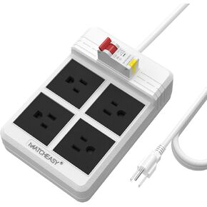 شريط الطاقة GFCI مع 4 منافذ ، سلك التمديد الثقيل 9.84 قدم (1875W/15A) مع قاطع دائرة RCBO 30MA لورشة إنتاج المنزل/المصنع/المرآب/داخلي - أسود