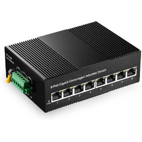 Binardat 8 Port Gigabit Poe Din Rail Switch Industrial Ethernet Switch ، 8 Poe IEEE802.3AF/AT ، سعة تبديل 16 جيجابت في الثانية ، مع مزود طاقة بوي 96W واحد