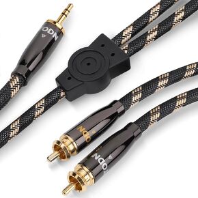 Todn Audiophiles RCA إلى كابل صوتي 3.5 مم ، CO-C CORPER CORE ، صوت HI-FI ، محمي مزدوج ، 3 أقدام/1 م