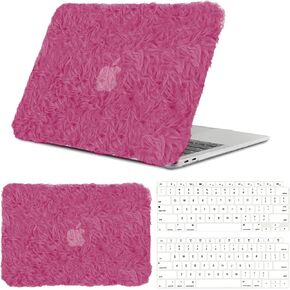 Compatible with MacBook Air 13 inch Case,2018-2020Release(A2337 M1 A2179 A1932) with Touch ID & 2 Pack Keyboard Protectors,Faux Skin Plush Laptop Hard Shell（Beige Plush）