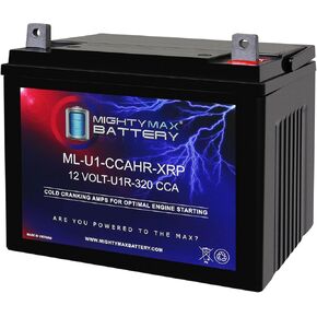 Mighty Max Battery ML-U1-CCAHR-XRP -12 Volt, 320 CCA, Nut and Bolt (NB) Terminal, Rechargeable SLA AGM Battery