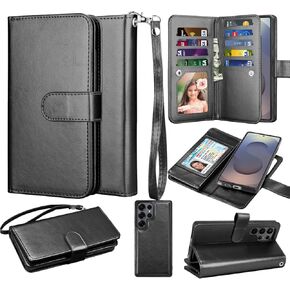 حالة محفظة Takfox لـ Samsung Galaxy S25 Ultra و Galaxy S25 Ultra Case و PU Leather Crex Card [9 فتحات بطاقة] Folio Flip Detachable Magnetic Cover Kickstand & Lanyard و Marble