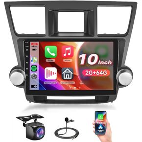Radio Android Car Stereo Radio Toyota Highlander 2007-2014 مع GPS ، شاشة Rimoody 10.1 بوصة تعمل باللمس لتويوتا Highlander Stereobluetooth WiFi FM Mirror Link + Backup Camera