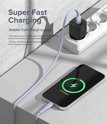 Ringke USB إلى كبل الباستيل البرق (6.6 قدم) ، و USB من النوع A إلى Lightning Charging Charger Carp Carplay Cablen المتوافق مع iPhone و iPad و AirPods - Purple in Kuwait