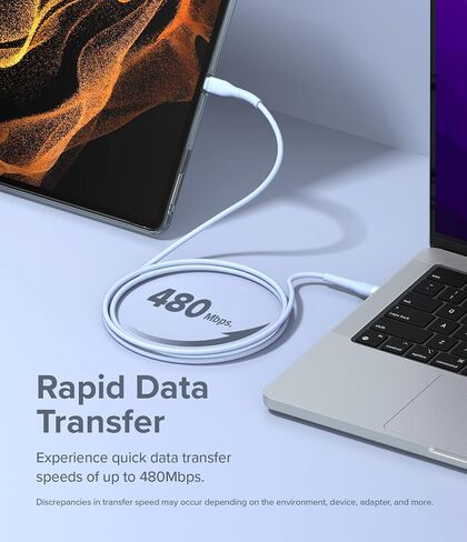 Ringke USB إلى كبل الباستيل البرق (6.6 قدم) ، و USB من النوع A إلى Lightning Charging Charger Carp Carplay Cablen المتوافق مع iPhone و iPad و AirPods - Purple in Kuwait
